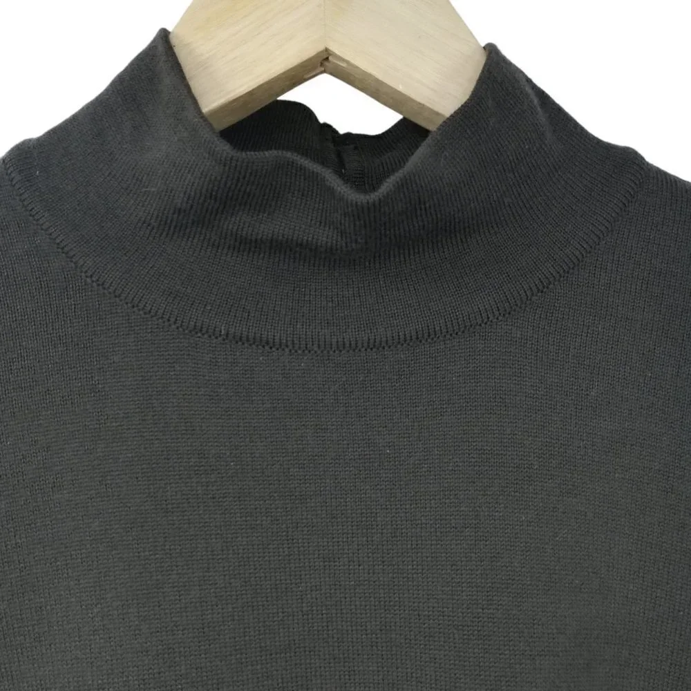 Escada Wool Mock Neck Sweater Size 34 US 8 Brown Long Sleeve Classic Buttons